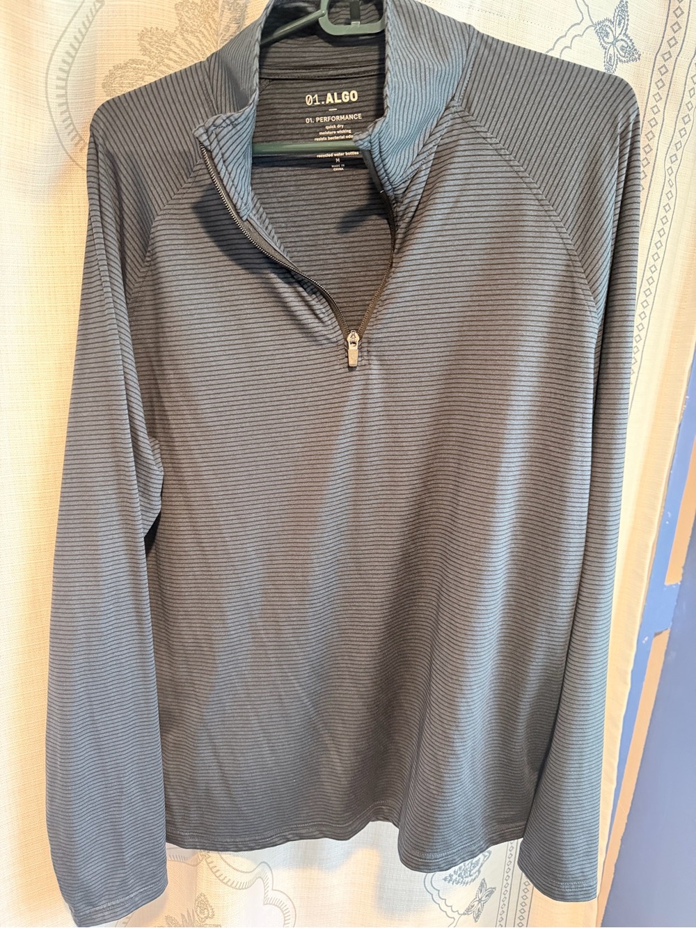 01. ALGO Men's Gray Quarter-Zip Performance Sweater